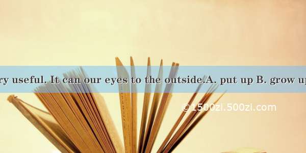 Internet is very useful. It can our eyes to the outside.A. put up B. grow up C. turn up D.