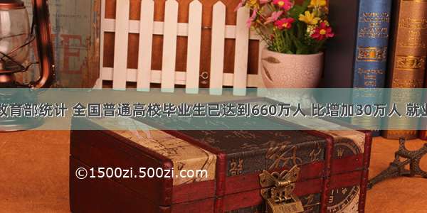 据教育部统计 全国普通高校毕业生已达到660万人 比增加30万人 就业形