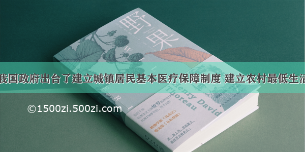 近几年来 我国政府出台了建立城镇居民基本医疗保障制度 建立农村最低生活保障制度 