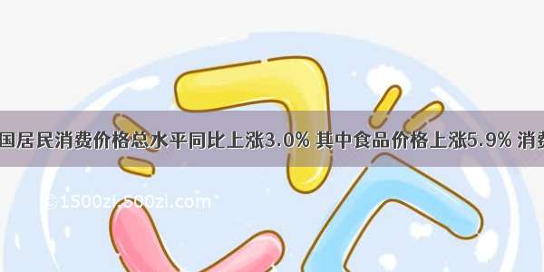 11月 全国居民消费价格总水平同比上涨3.0% 其中食品价格上涨5.9% 消费品价格