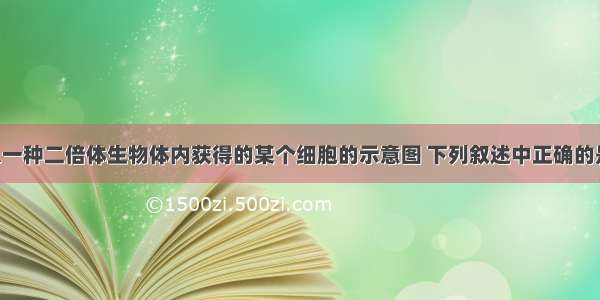 如右图是从一种二倍体生物体内获得的某个细胞的示意图 下列叙述中正确的是A. 此时细