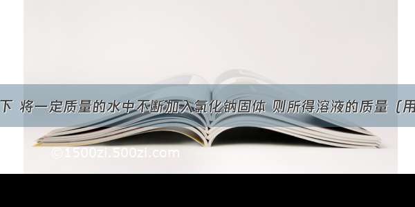 在一定温度下 将一定质量的水中不断加入氯化钠固体 则所得溶液的质量（用纵坐标表示