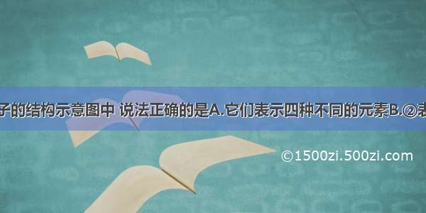 下列四种粒子的结构示意图中 说法正确的是A.它们表示四种不同的元素B.②表示的元素在