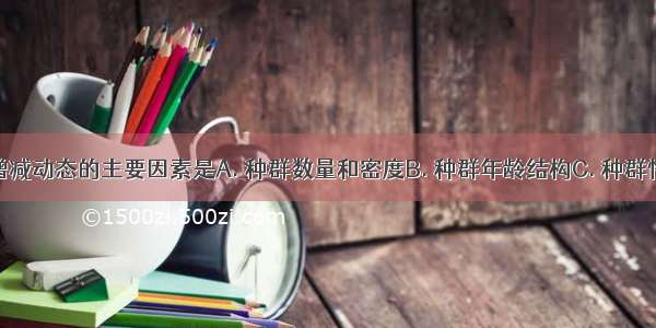 决定人口增减动态的主要因素是A. 种群数量和密度B. 种群年龄结构C. 种群性别比例D.