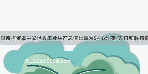 1948年 美国所占资本主义世界工业生产总值比重为54.6% 英 法 日和联邦德国共占19.