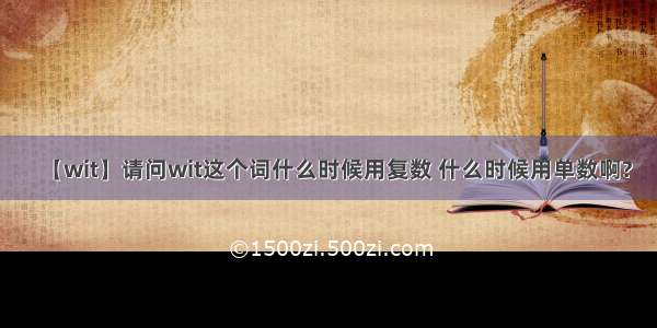 【wit】请问wit这个词什么时候用复数 什么时候用单数啊?