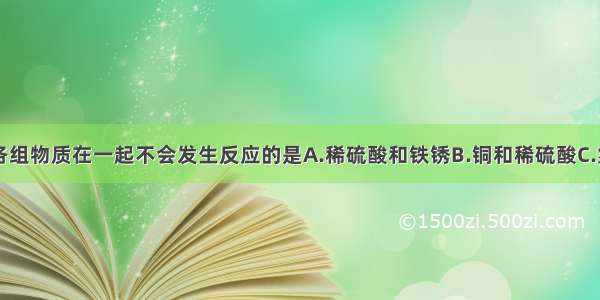 单选题下列各组物质在一起不会发生反应的是A.稀硫酸和铁锈B.铜和稀硫酸C.氯化镁溶液和