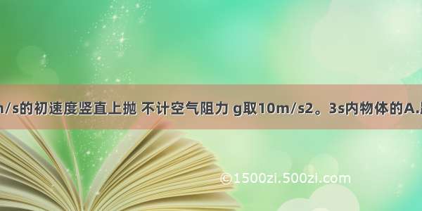 某物体以20m/s的初速度竖直上抛 不计空气阻力 g取10m/s2。3s内物体的A.路程为25mB.