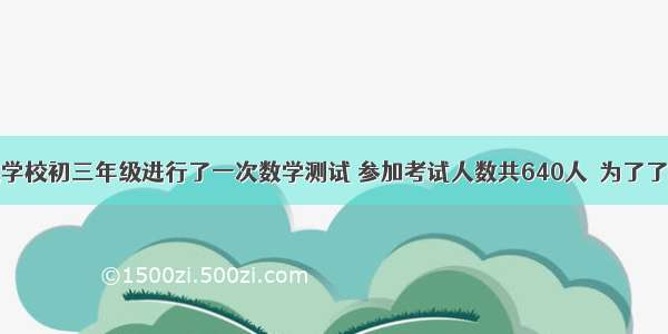 单选题立达学校初三年级进行了一次数学测试 参加考试人数共640人．为了了解这次数学