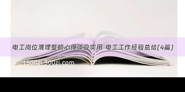 电工岗位清理整顿心得体会实用 电工工作经验总结(4篇)