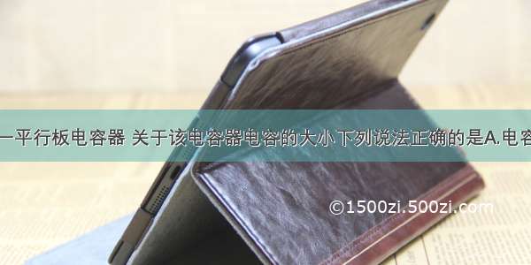 如图所示为一平行板电容器 关于该电容器电容的大小下列说法正确的是A.电容器所带的电