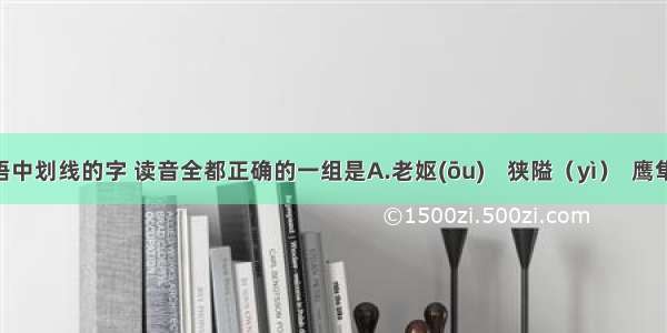 下列词语中划线的字 读音全都正确的一组是A.老妪(ōu)    狭隘（yì）  鹰隼（sǔn）