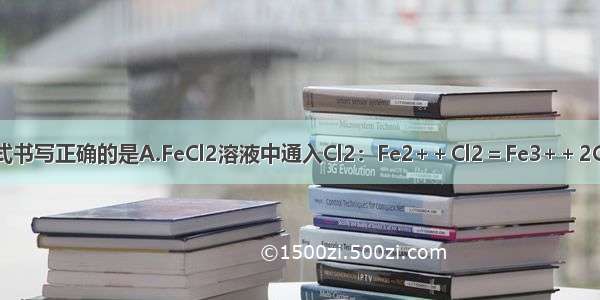 下列离子方程式书写正确的是A.FeCl2溶液中通入Cl2：Fe2+＋Cl2＝Fe3+＋2Cl－B.金属钠和