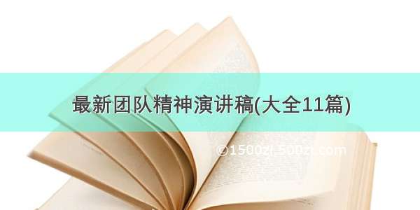 最新团队精神演讲稿(大全11篇)